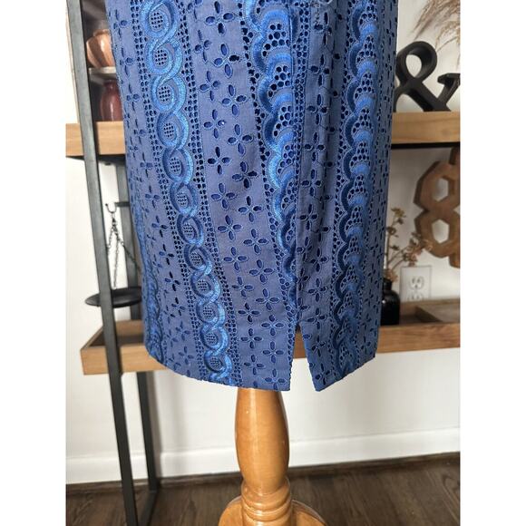 Vintage 60’s Handmade Navy Blue Eyelet Skirt Top Set - Picture 8 of 13